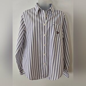 Womens Tommy Hilfiger Button Down Shirt Sz 10 Long Sleeve 100% Cotton Euc